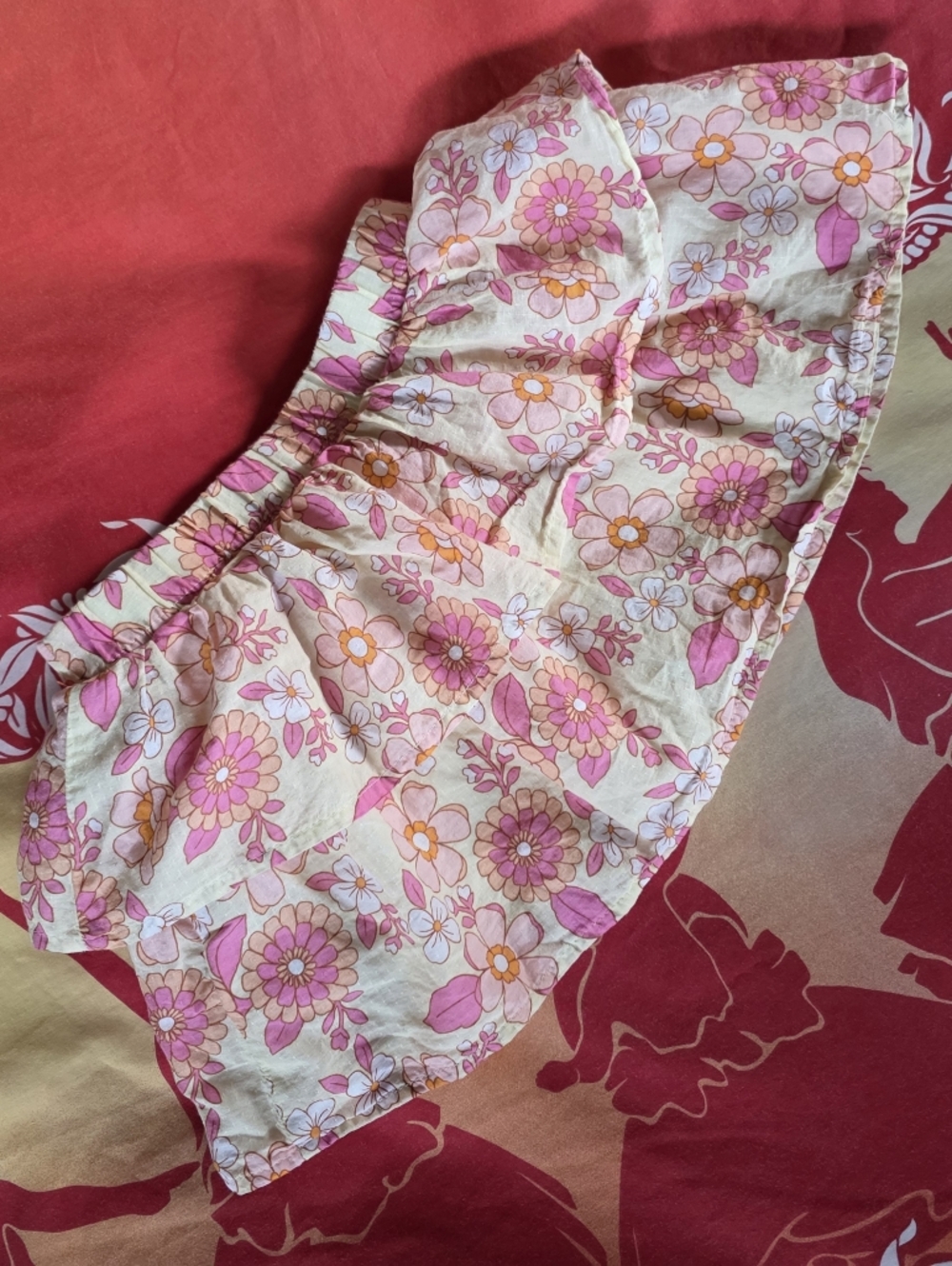 Cat & Jack Daisy Ruffle Skirt With Shorts -  Textured Cotton Pink Floral SKORT